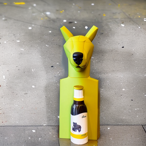 weird mustard bottle and statue